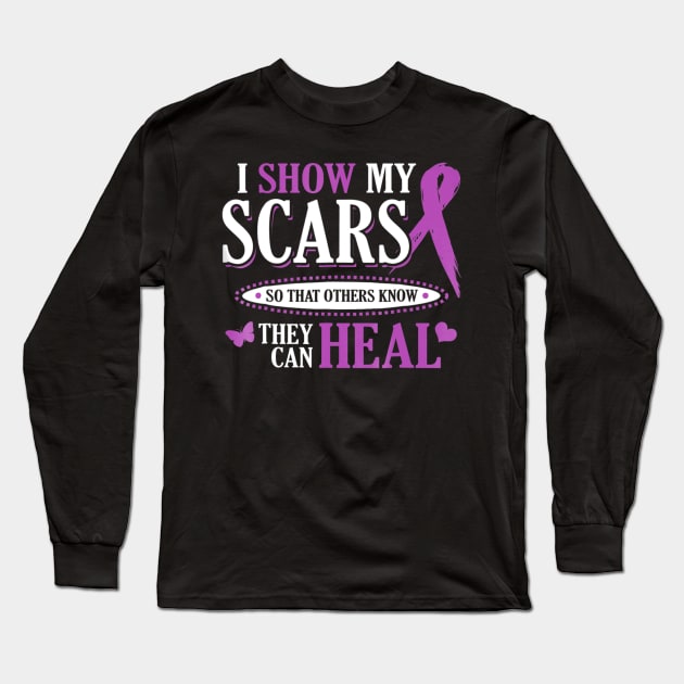 Domestic Violence Awareness Purple Ribbon Long Sleeve T-Shirt by hony.white